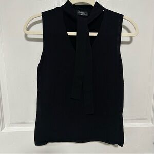 Black Sleeveless Tie Front Top